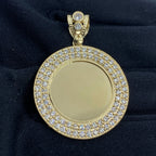 14K Gold Circle Picture Photo CZ Pendant - additional product view 2