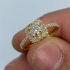 14K Gold Square Large Center Stone Diamond Engagement Ring in yellow gold - close-up product photo