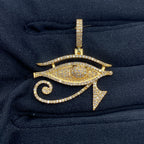 10K Gold Egyptian Eye of Horus Diamond Pendant, Medium - close-up product photo