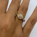 14K Gold Large Center Stone with Infinity Band Diamond Engagement Ring in yellow gold - close-up product photo