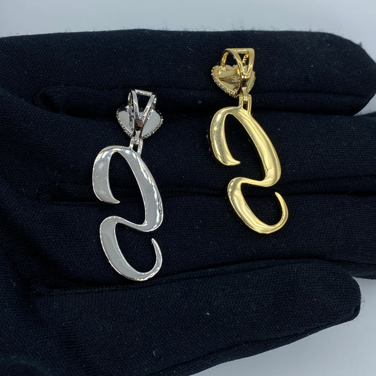 14K Gold Initial S Script Heart Diamond Pendant - additional product view 7
