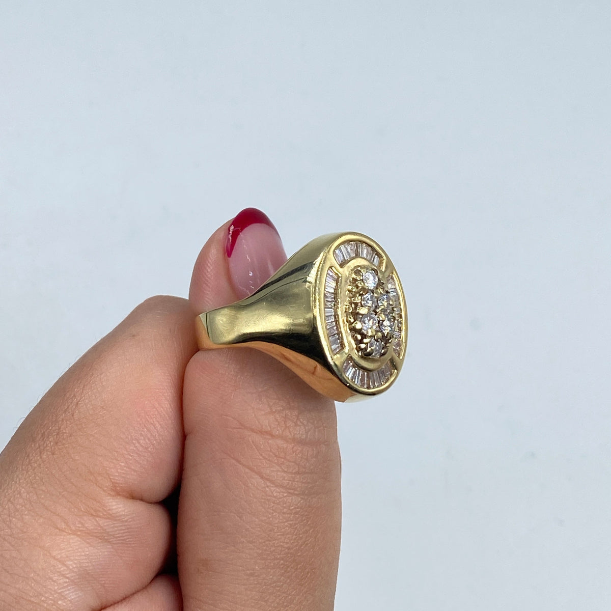 14K Gold Diamond Baguette Cut Signet Ring - additional product view 4