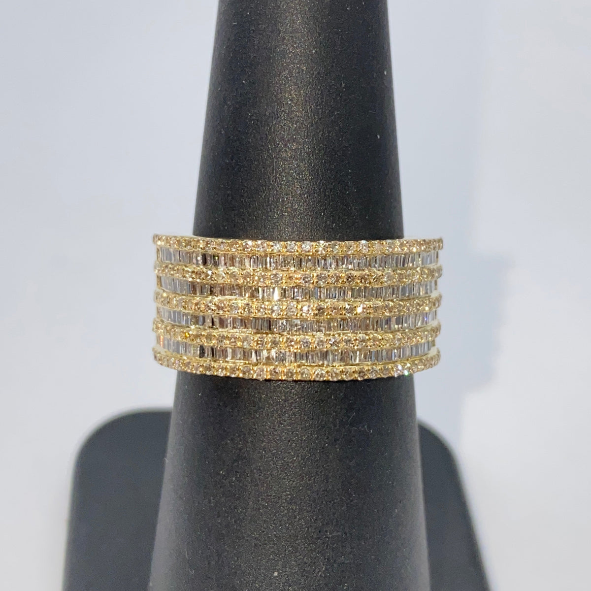 10K Gold 10mm Stacked Diamond Baguette Ring - additional product view 8