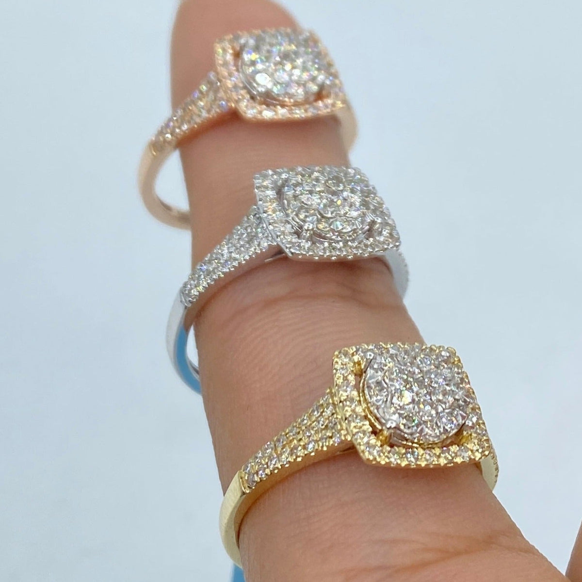 14K Gold Circle Square Halo Diamond Ring - additional product view 6