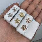 14K Gold Daisy Flower Diamond Earrings - additional product view 2