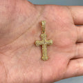 14K Gold Round Cut Cross Diamond Pendant in yellow gold - close-up product photo