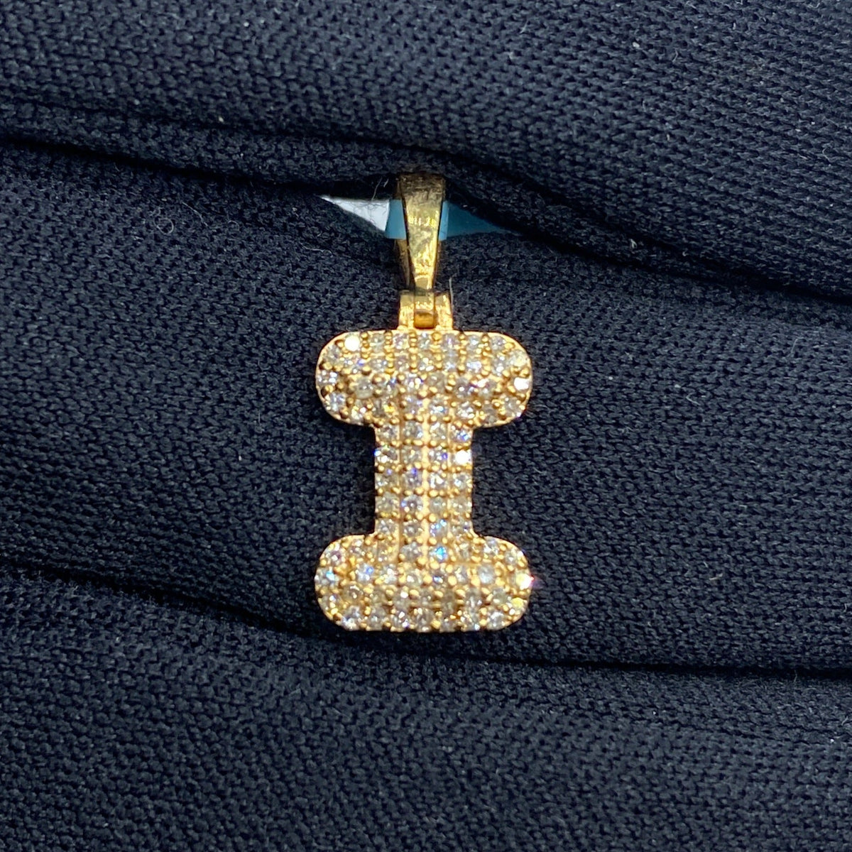 14K Gold Initial I Bubble Diamond Pendant - additional product view 2