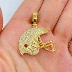 10K Gold Football Helmet Diamond Pendant - additional product view 2