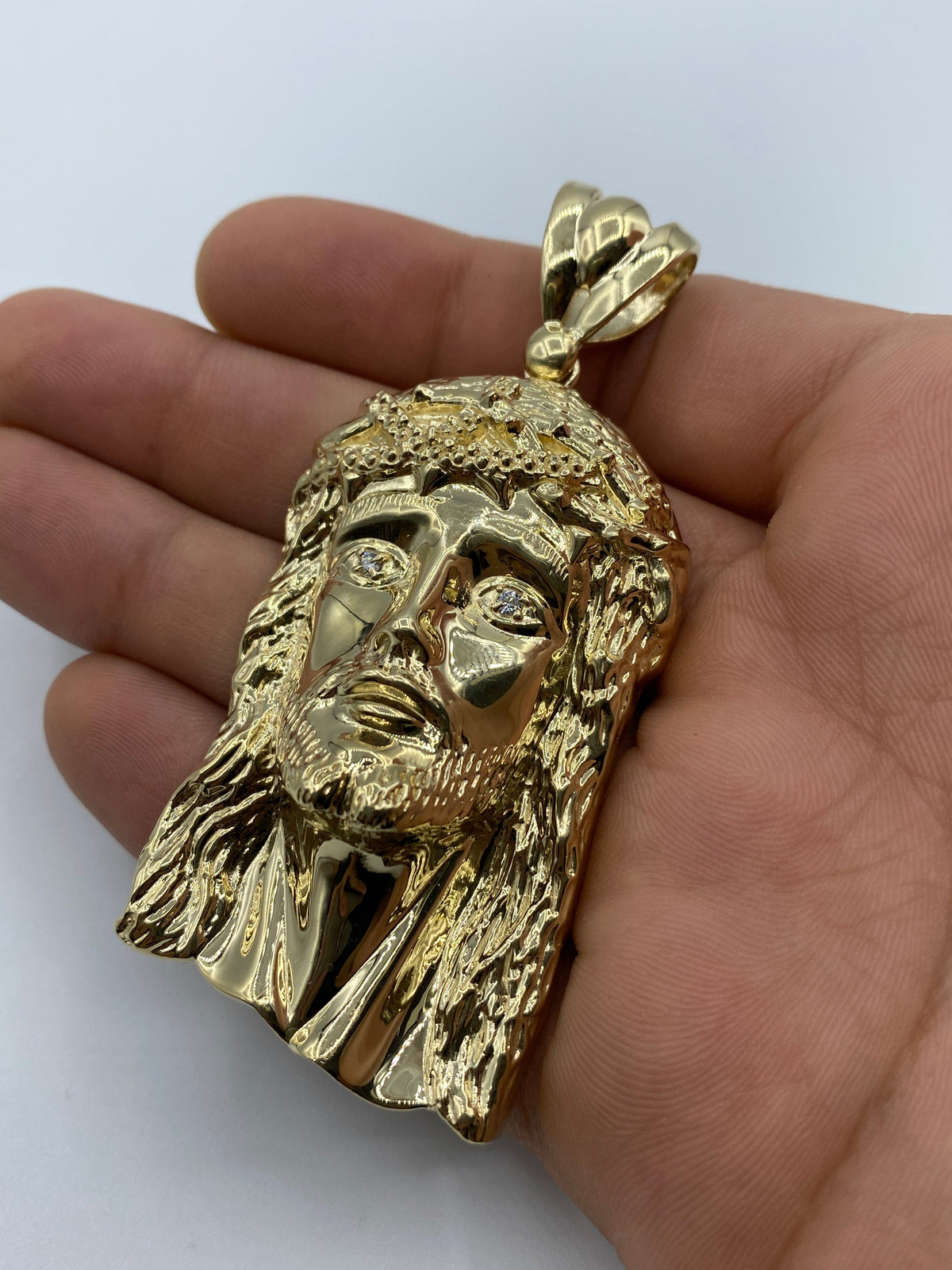 14K Gold Jesus Head Pendant 3.25 in - additional product view 3