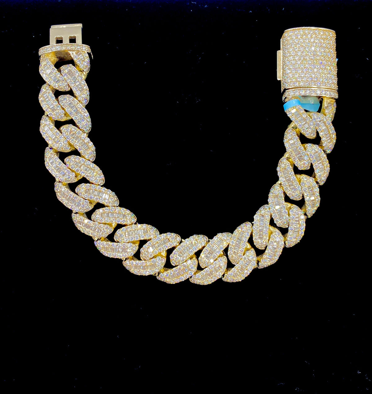 14K Gold Diamond Baguette Cuban Bracelet - additional product view 3