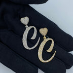 14K Gold Initial C Script Heart Diamond Pendant - additional product view 2