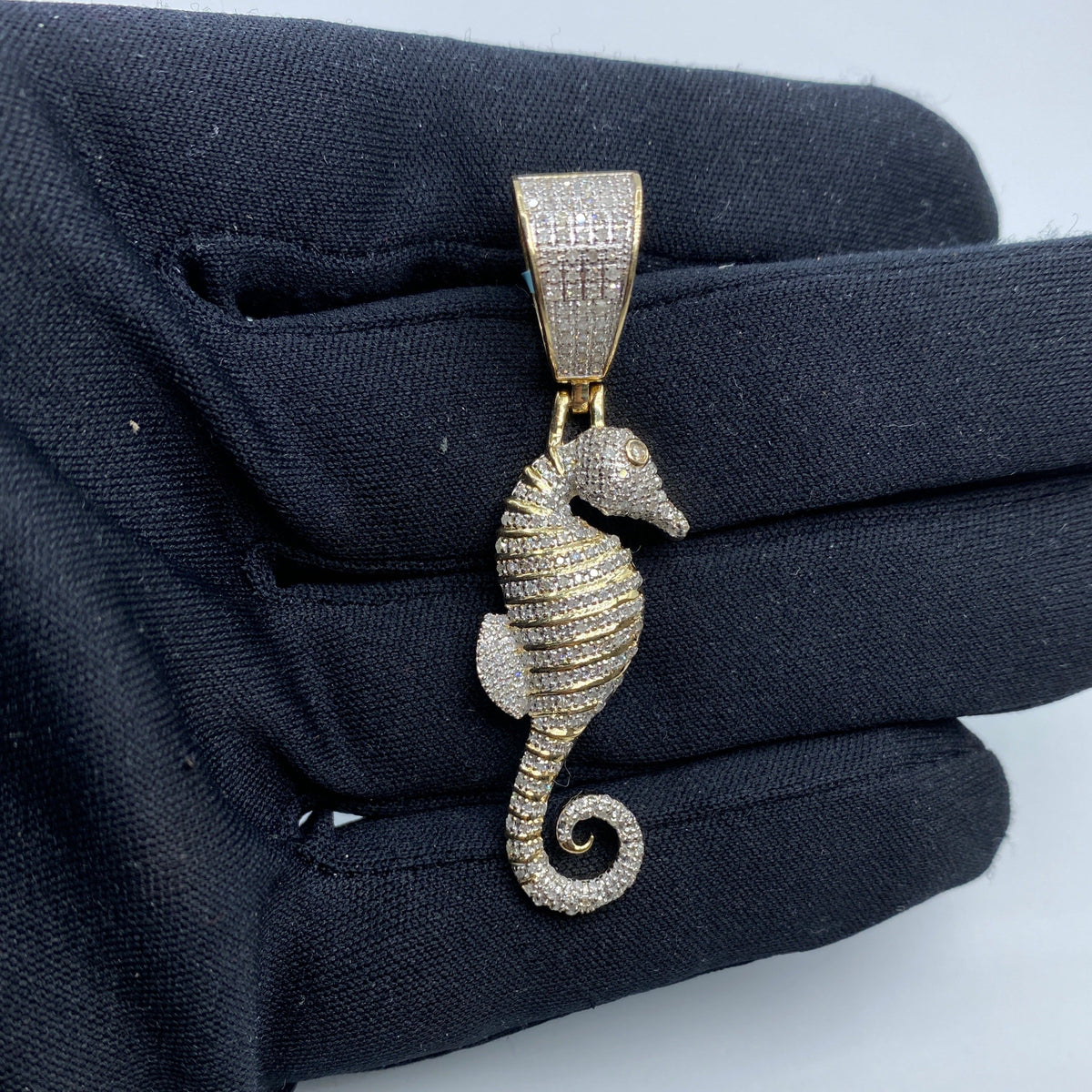 14K Gold Seahorse Diamond Pendant - additional product view 3