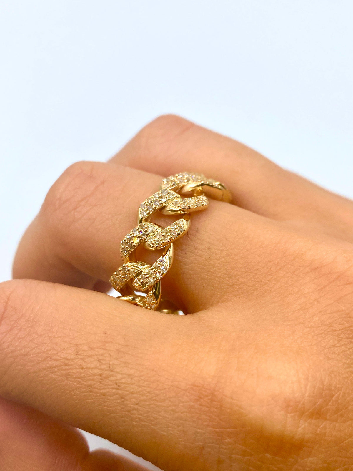 14K Gold & Diamonds Eternity Cuban Ring - additional product view 3