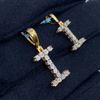 14K Gold Single Stone Initial I Diamond Pendant - additional product view 5