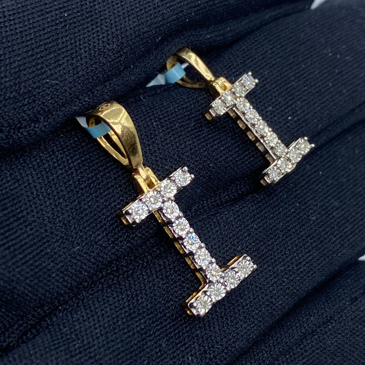14K Gold Single Stone Initial I Diamond Pendant - additional product view 5