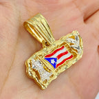 10K Gold Puerto Rico Flag Emblem Pendant - additional product view 3