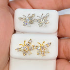 14K Gold Butterfly Diamond Baguette Earrings - additional product view 2