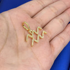 10K Gold Aquarius Sign Diamond Pendant - additional product view 5
