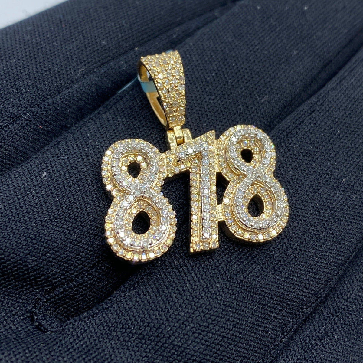 14K Gold 818 Area Code Diamond Pendant - additional product view 3