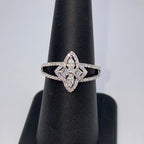 18K Gold Floral Halo Diamond Ring - additional product view 4