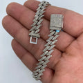 14K Gold 10mm Thorn Cuban Link Diamond Bracelet 8 in in white gold - close-up product photo