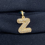 14K Gold Initial Z Bubble Diamond Pendant - additional product view 2
