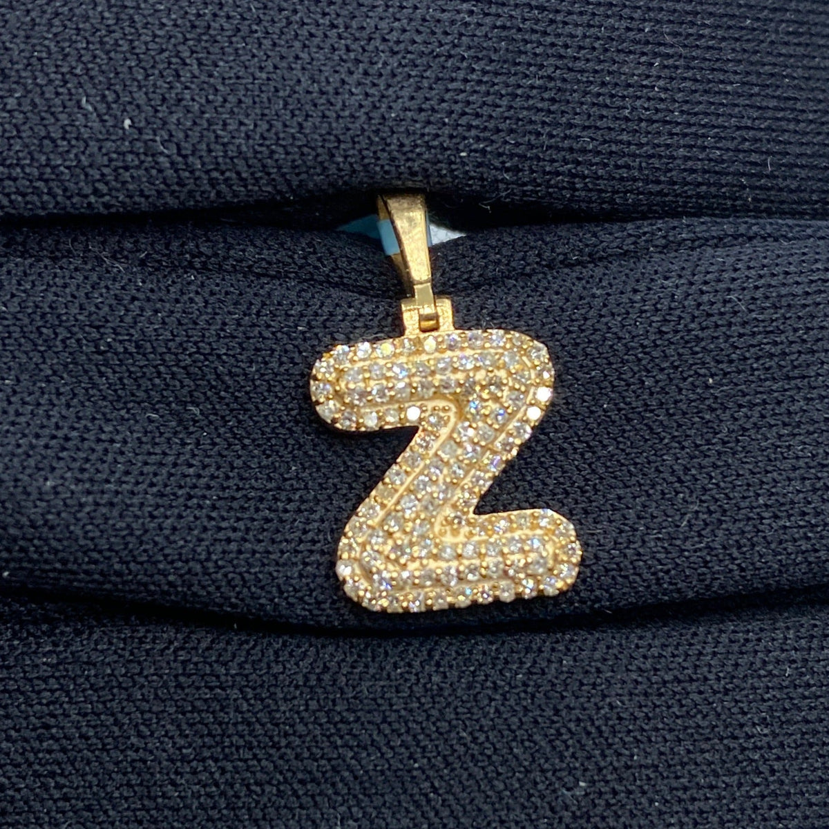 14K Gold Initial Z Bubble Diamond Pendant - additional product view 2