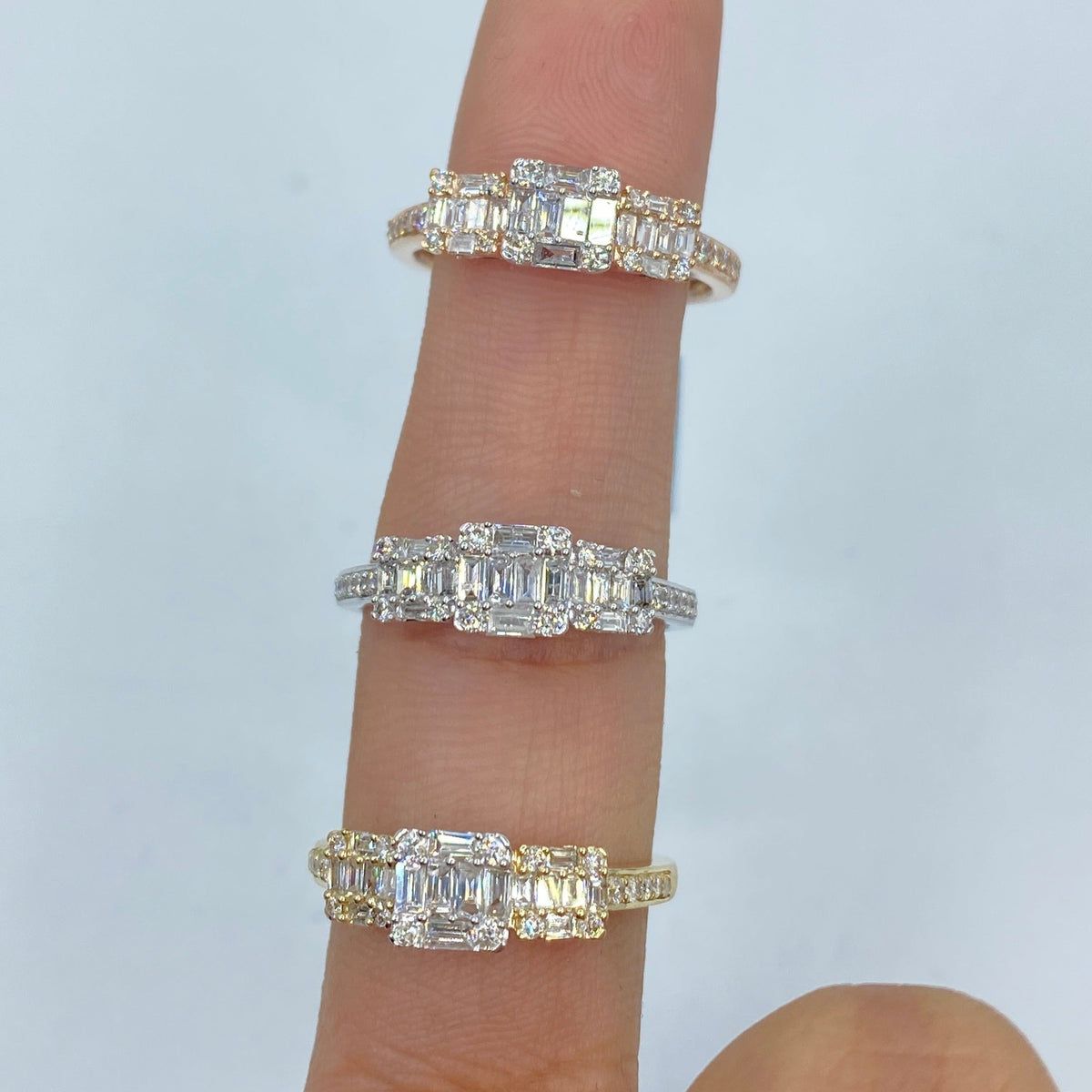 14K Gold Three Baguette Diamond Ring - additional product view 2