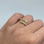 14K Gold Regal Bangle Diamond Baguette Ring in yellow gold - close-up product photo