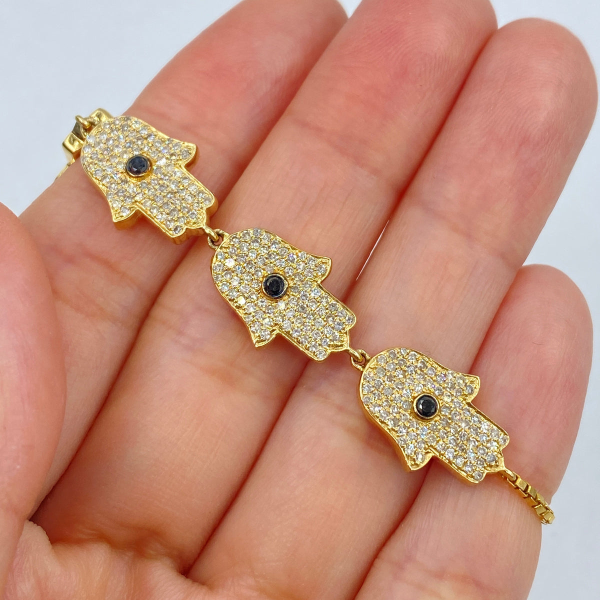 14K Gold Hamsa Adjustable Diamond Bracelet - additional product view 4