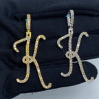 14K Gold Initial K Large Script Diamond Pendant - additional product view 2