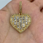 14K Jumbo Heart Halo Diamond Baguette Pendant - additional product view 3