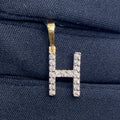 14K Gold Single Stone Initial H Diamond Pendant, Small - close-up product photo
