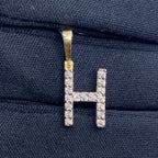 14K Gold Single Stone Initial H Diamond Pendant, Small - close-up product photo