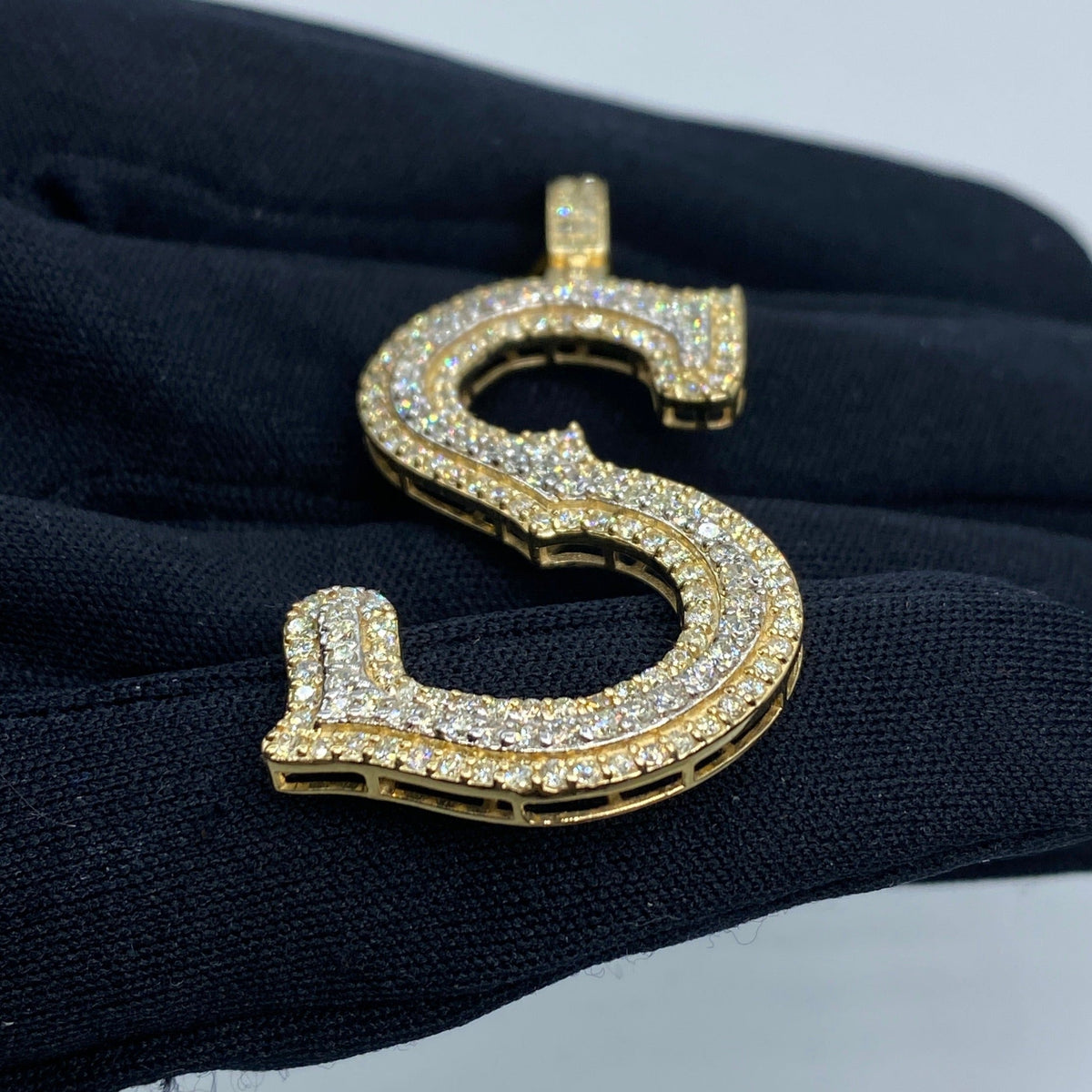 Initial S Old English Diamond Pendant - additional product view 2