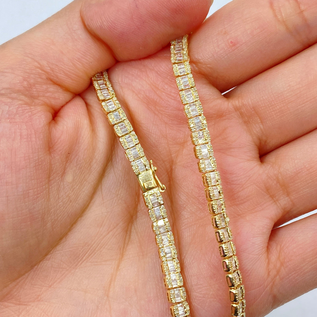 10K Gold 4.3mm Baguette Tennis Diamond Chain 20 in - additional product view 3