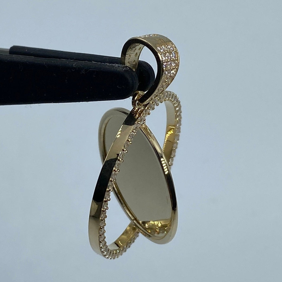 14K Gold Spinning Circle Picture Photo CZ Pendant - additional product view 3