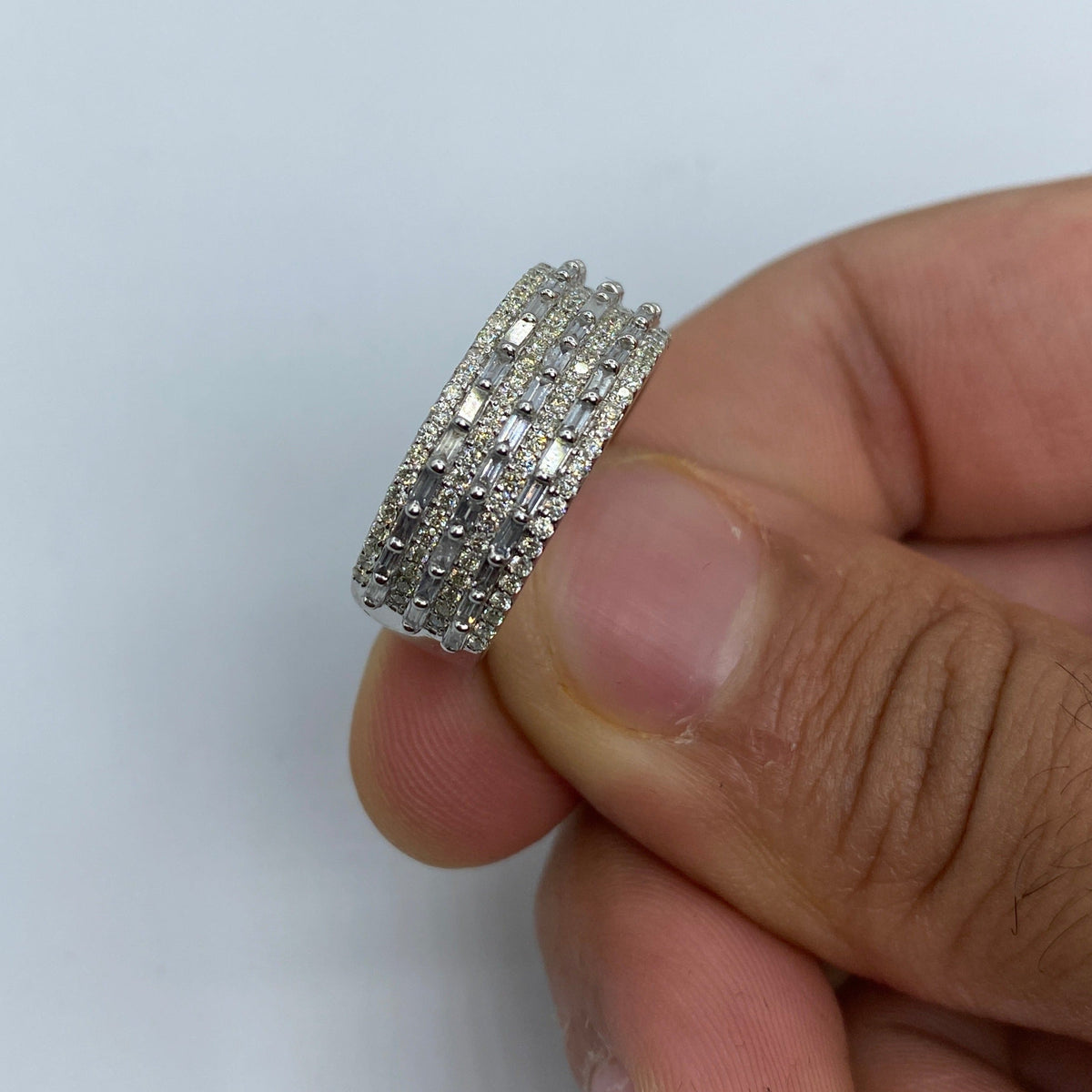 14K Gold Triple Dash Diamond Baguette Band - additional product view 5