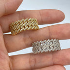 14K Gold Double Cuban Link Diamond Ring - additional product view 5