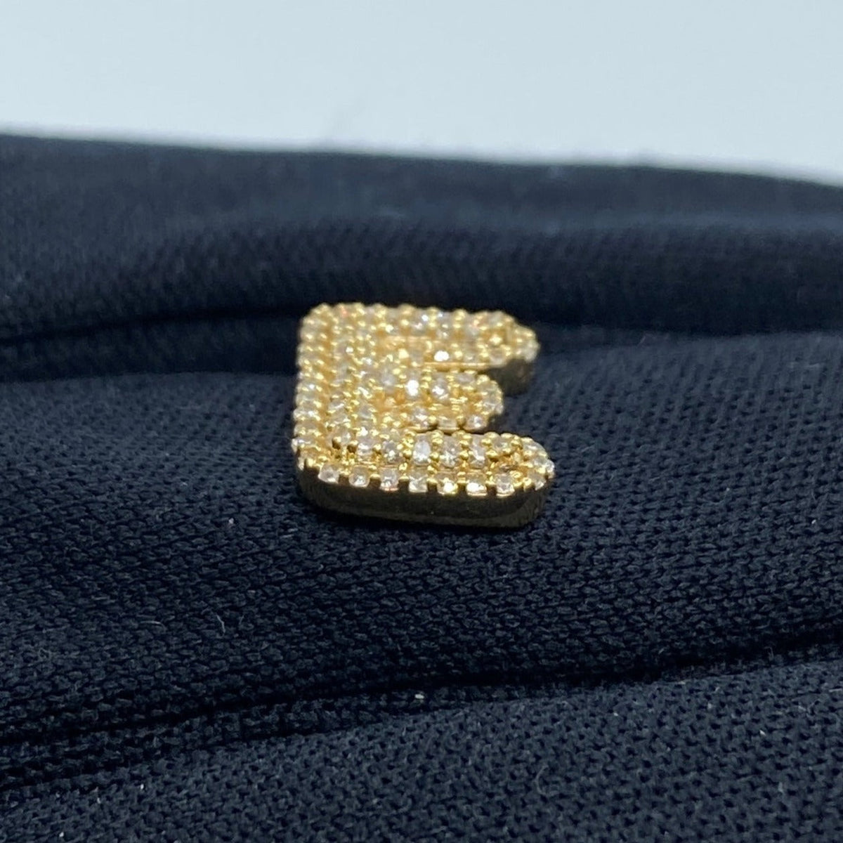 14K Gold Initial E Bubble Diamond Pendant - additional product view 4