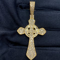 10K Gold Celtic Cross Diamond Baguette Pendant 2.0 Ct in yellow gold - close-up product photo