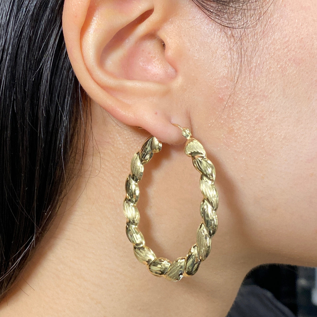 10K Gold Braided Hoop Earring - additional product view 3