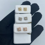 10K Classic Square Gold and Diamond Earrings - additional product view 3