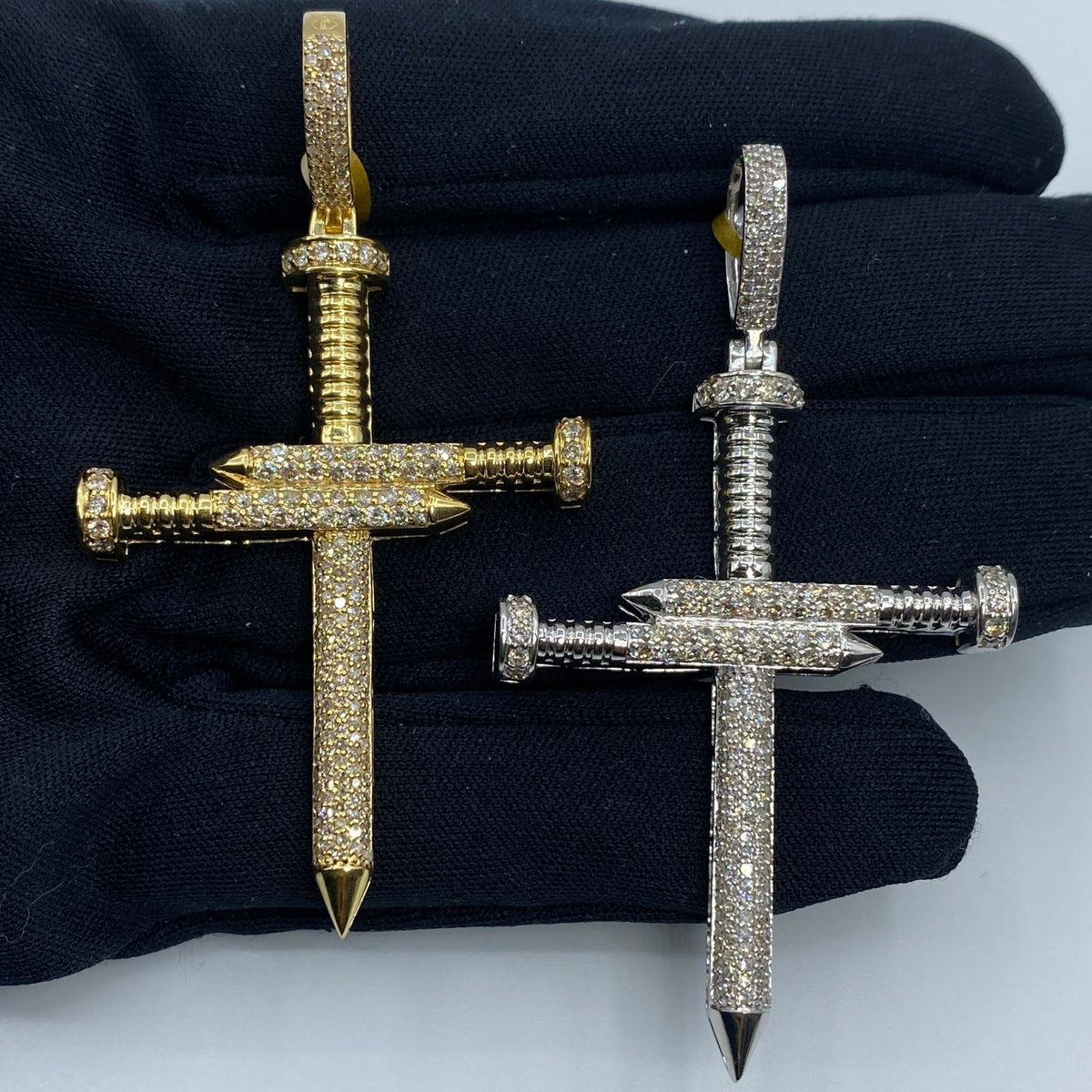 10K Gold Nail Cross Diamond Pendant - additional product view 2