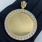14K Gold Circle Picture Photo CZ Pendant - additional product view 2