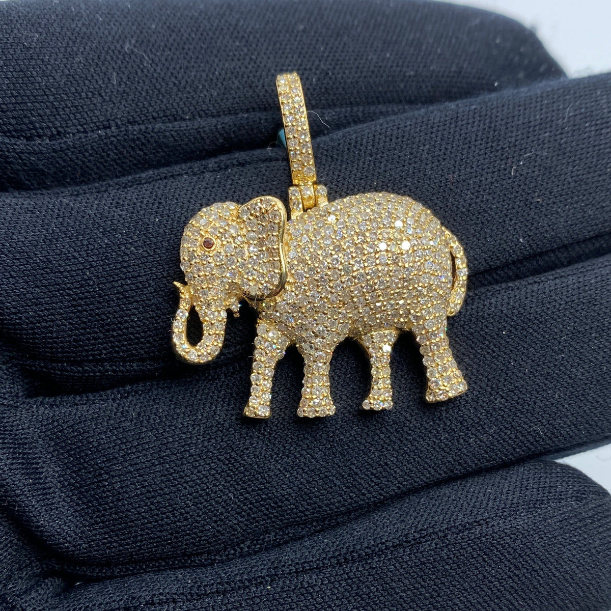 14K Gold Elephant Diamond Pendant - additional product view 2