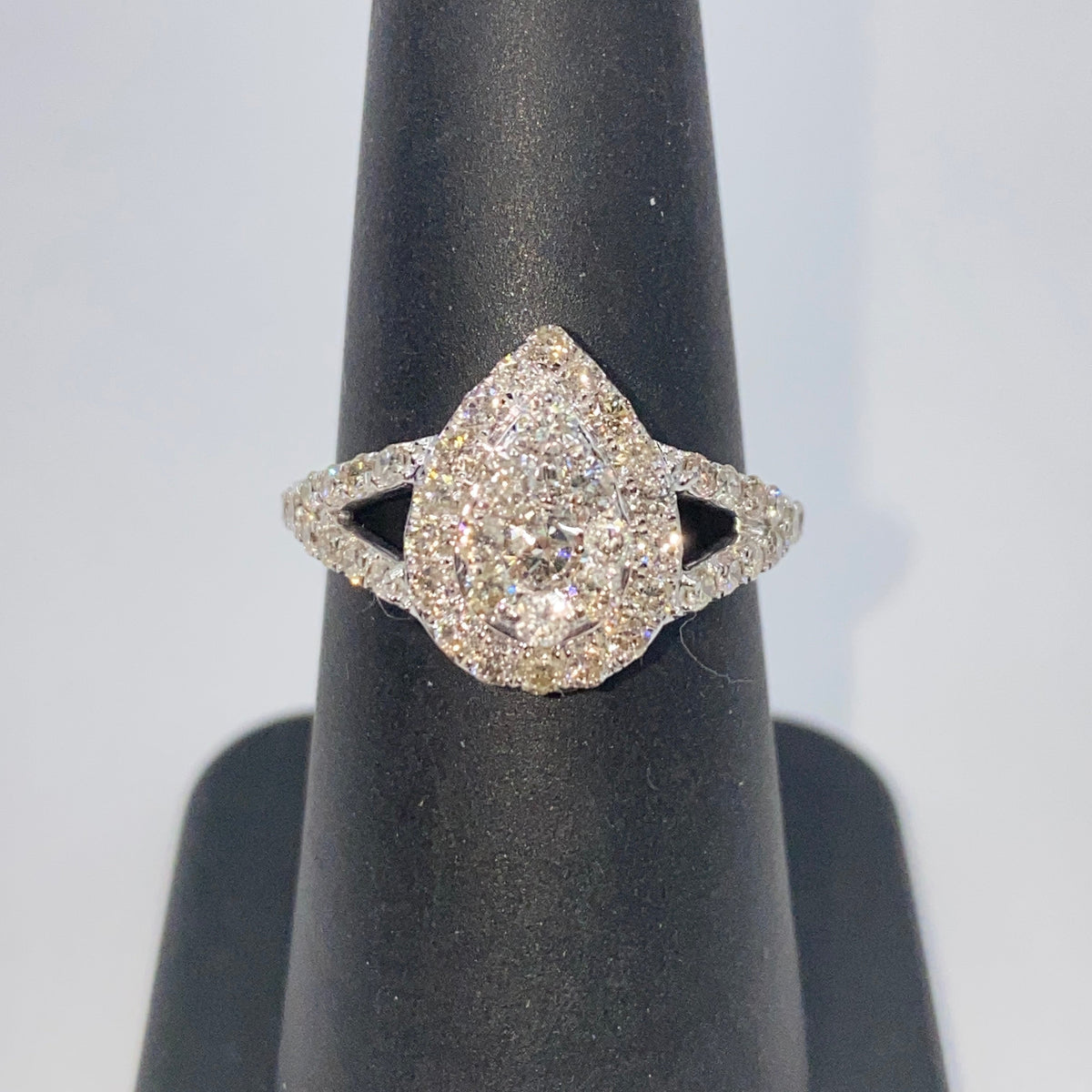 14K Gold Pear Halo Diamond Engagement Ring - additional product view 4