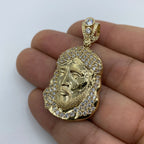 14K Gold Jesus Head Pendant 1.9 in - additional product view 4