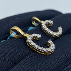 14K Gold Single Stone Initial C Diamond Pendant - additional product view 4