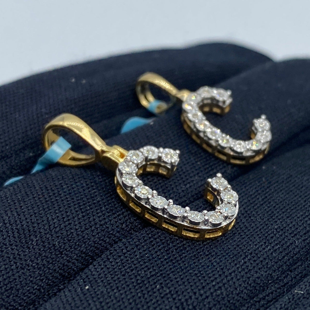 14K Gold Single Stone Initial C Diamond Pendant - additional product view 4